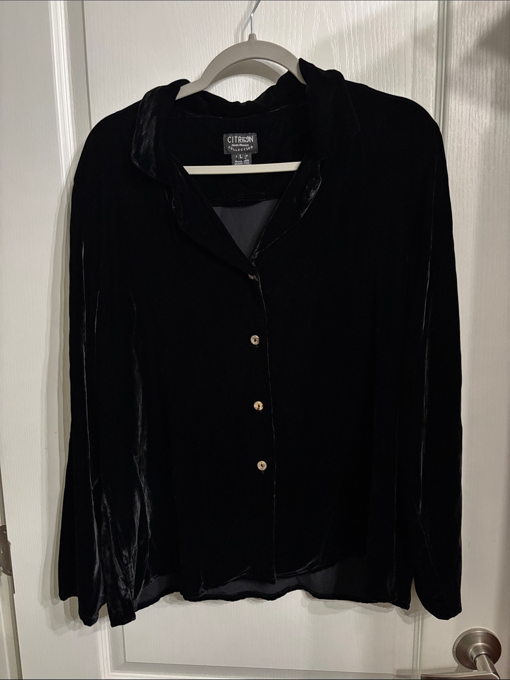 Citron Black Velvet Button-Down Shirt